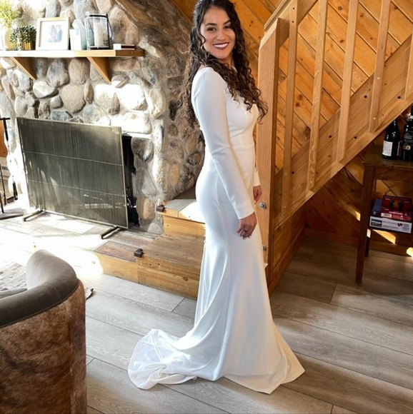 Lulu's Feeling of Forever White Long Sleeve Mermaid Maxi Dress - Picture 2 of 7